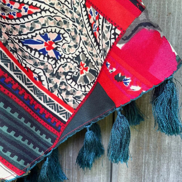 Vanessa Virginia Vintage-Inspired Red Floral Patchwork Dress Boho Summer Mini XS - Picture 9 of 15